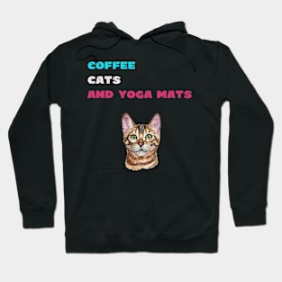 Coffee cats and yoga mats funny yoga and cat drawing Hoodie